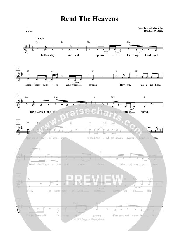 Rend The Heavens Lead Sheet (Robin Mark)