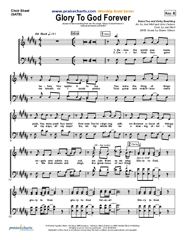 Glory To God Forever Choir Vocals (SATB) (FEE Band)