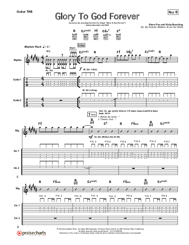 Glory To God Forever Guitar Tab (FEE Band)