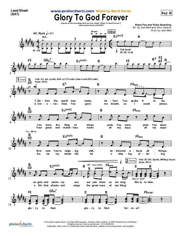 Glory To God Forever Lead Sheet (SAT) (FEE Band)