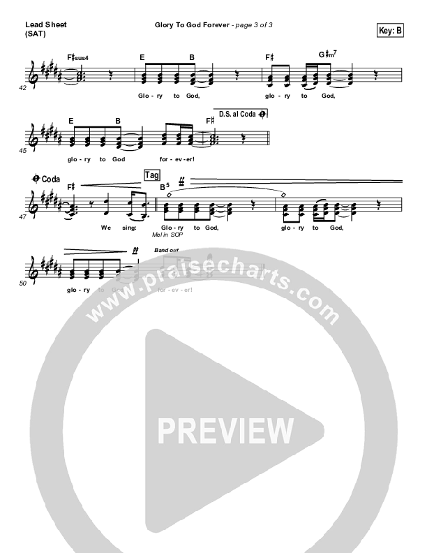 Glory To God Forever Lead Sheet (SAT) (FEE Band)