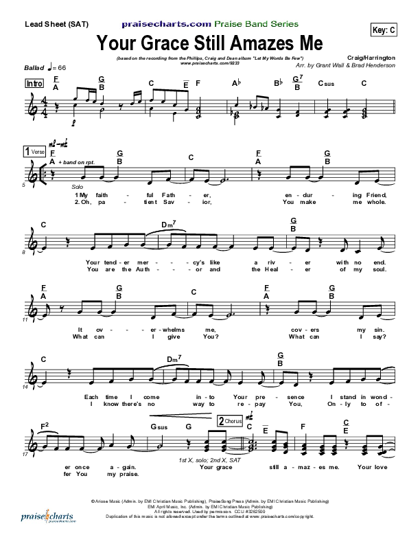 Your Grace Still Amazes Me Lead Sheet (SAT) (Phillips Craig & Dean)