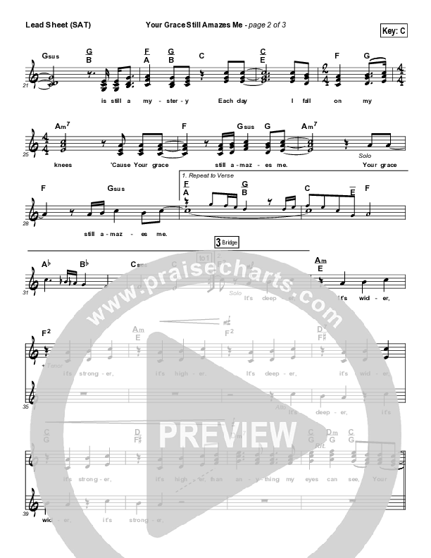 Your Grace Still Amazes Me Lead Sheet (SAT) (Phillips Craig & Dean)