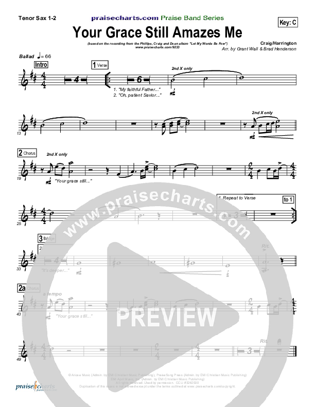 Your Grace Still Amazes Me Tenor Sax 1/2 (Phillips Craig & Dean)