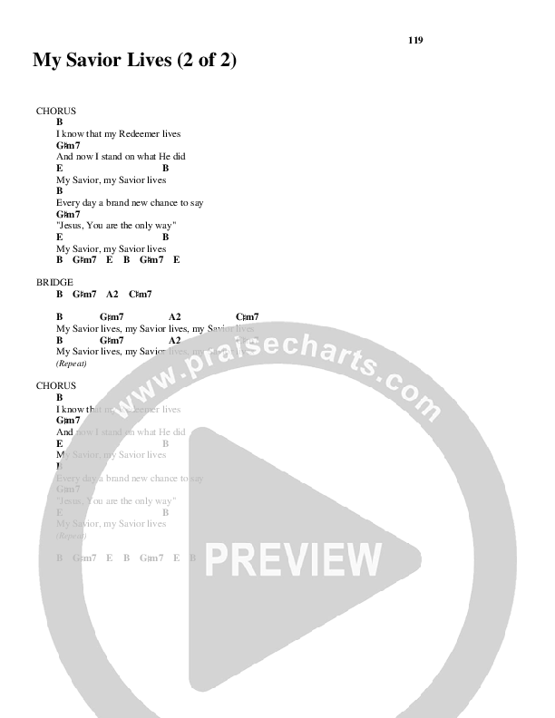 My Savior Lives Chord Chart (Glenn Packiam)
