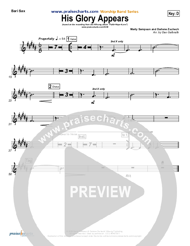His Glory Appears Bari Sax (Hillsong Worship)