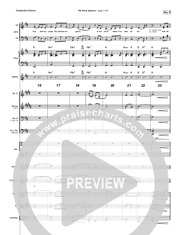His Glory Appears Conductor's Score (Hillsong Worship)