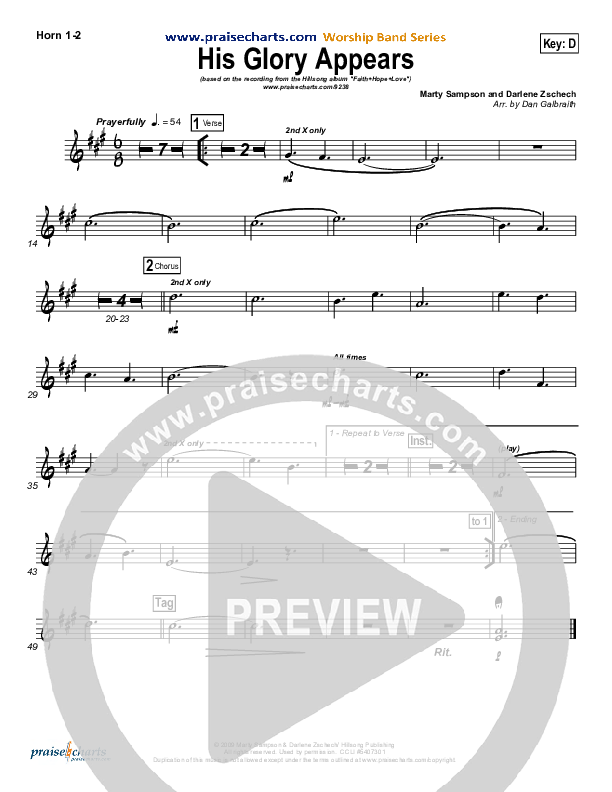 His Glory Appears French Horn 1/2 (Hillsong Worship)