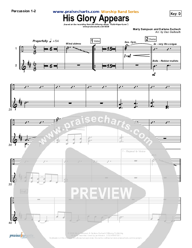 His Glory Appears Percussion 1/2 (Hillsong Worship)