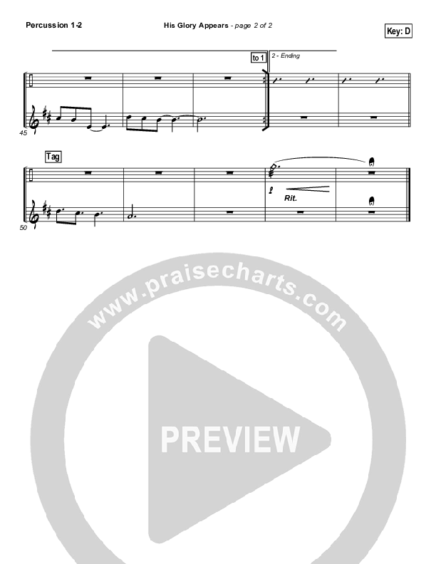 His Glory Appears Percussion 1/2 (Hillsong Worship)