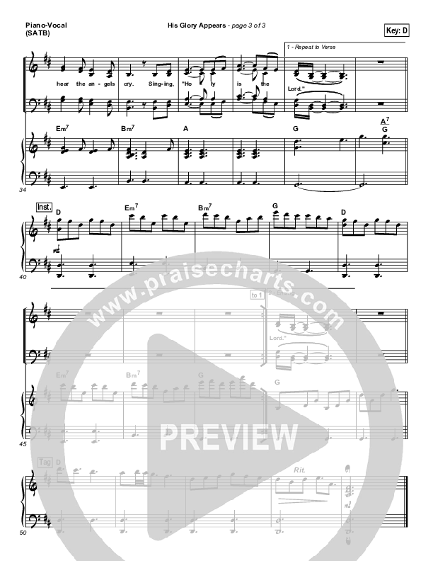 His Glory Appears Piano/Vocal Pack (Hillsong Worship)