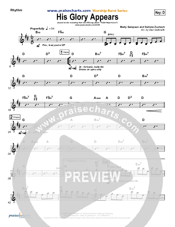 His Glory Appears Rhythm Chart (Hillsong Worship)