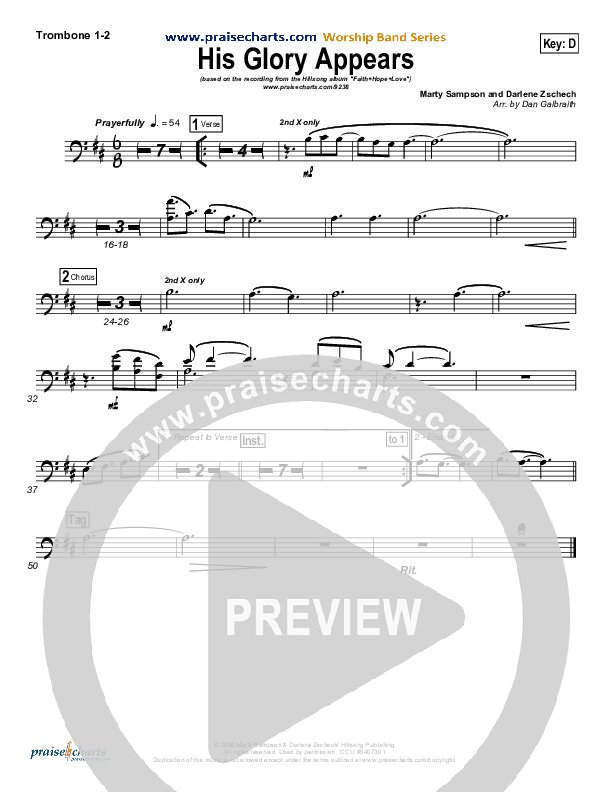 His Glory Appears Trombone 1/2 (Hillsong Worship)