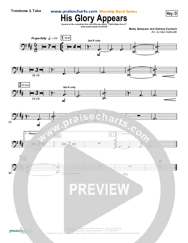 His Glory Appears Trombone 3/Tuba (Hillsong Worship)