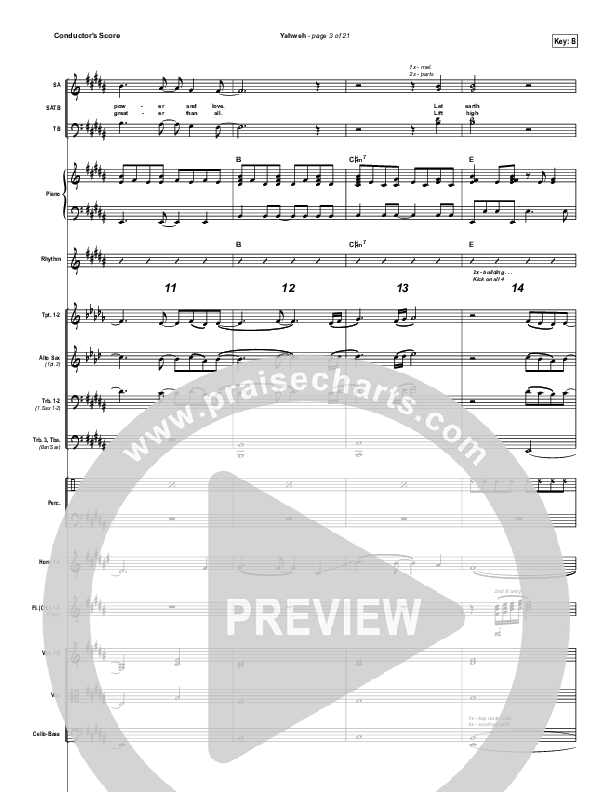 Yahweh Conductor's Score (Hillsong Worship)