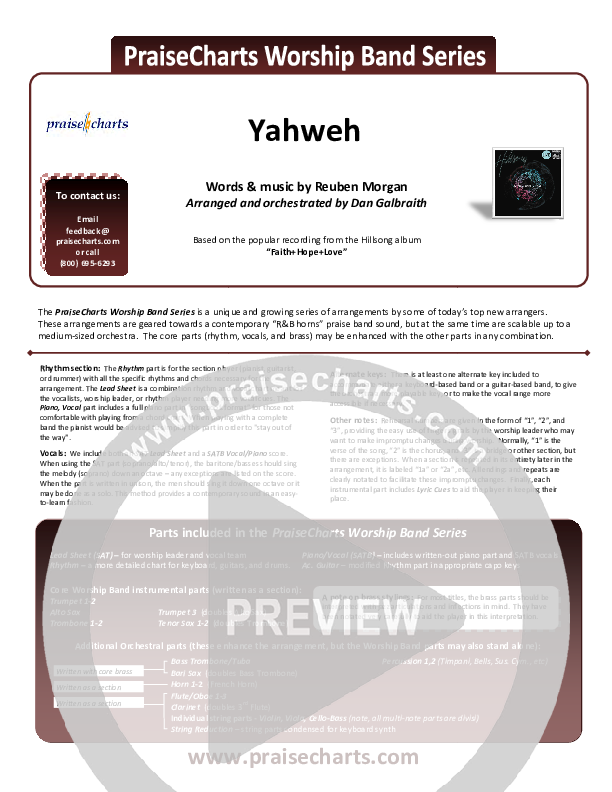 Yahweh Cover Sheet (Hillsong Worship)