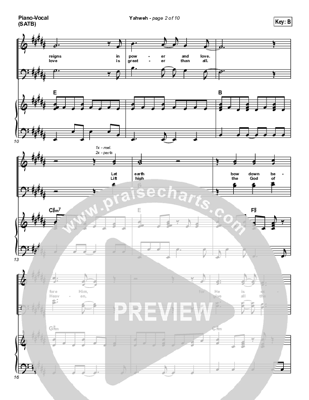 Yahweh Piano/Vocal & Lead (Hillsong Worship)