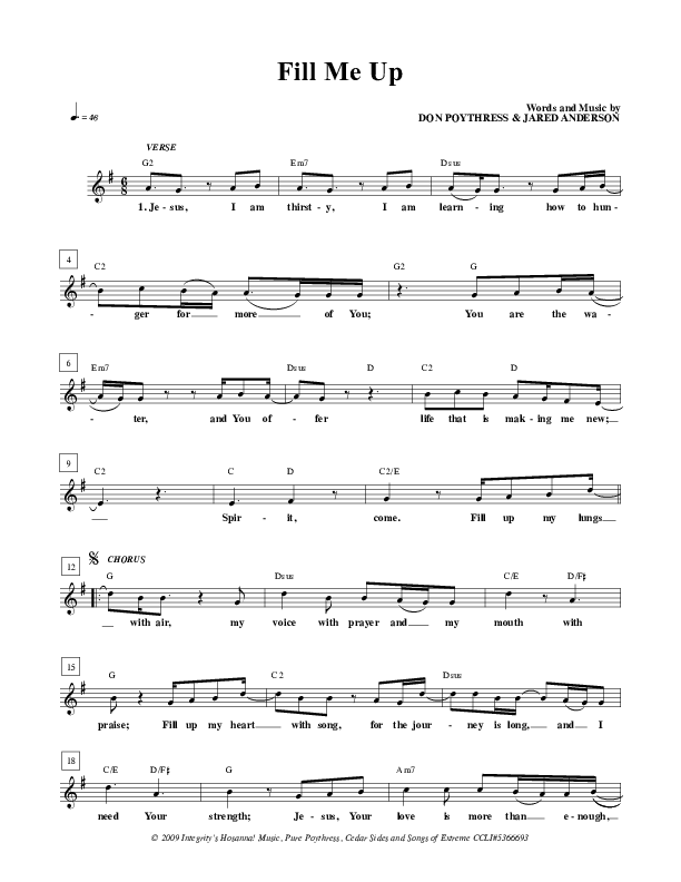 Fill Me Up Lead Sheet (Jared Anderson)