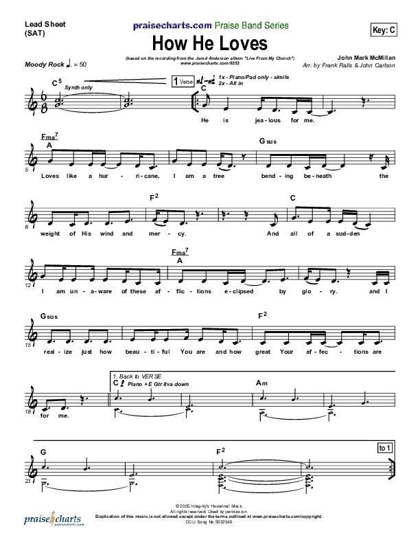 How He Loves Lead Sheet (SAT) (Jared Anderson)