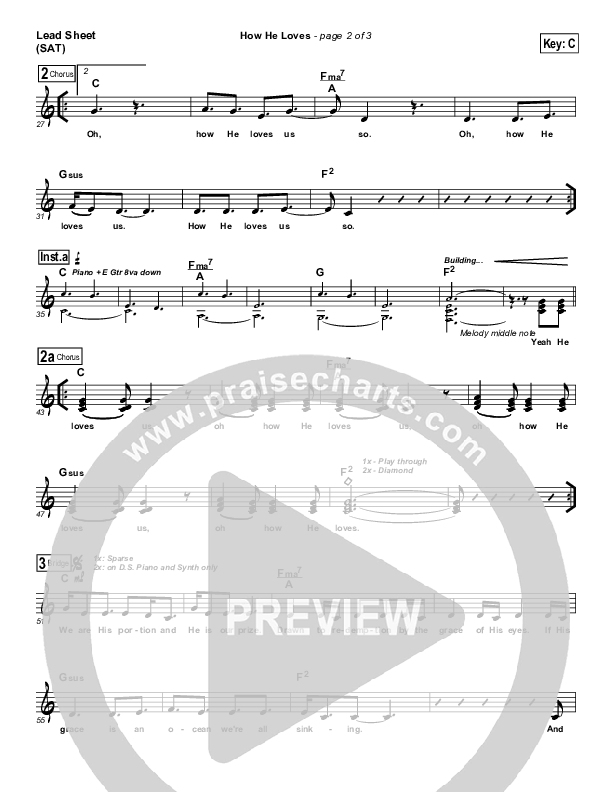 How He Loves Lead Sheet (SAT) (Jared Anderson)