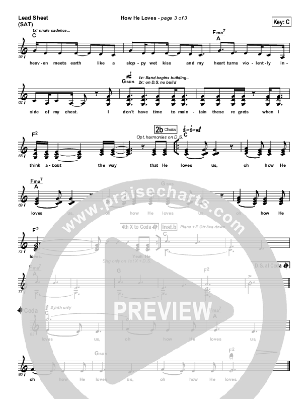 How He Loves Lead Sheet (SAT) (Jared Anderson)