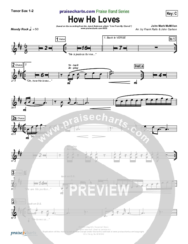 How He Loves Tenor Sax 1/2 (Jared Anderson)