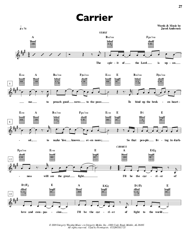 Carrier Lead Sheet (Jared Anderson)