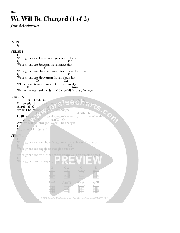 We Will Be Changed Chord Chart (Jared Anderson)