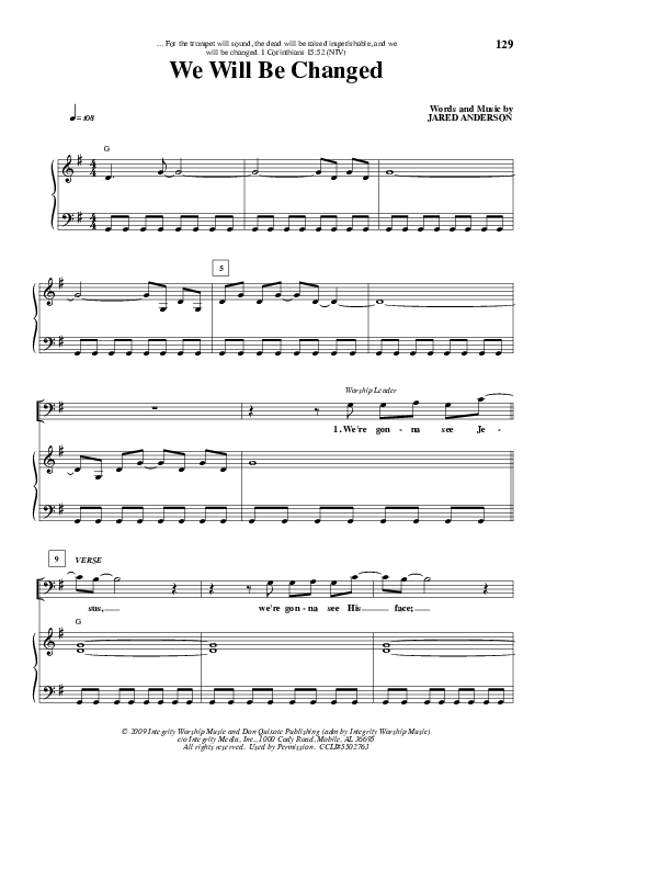 We Will Be Changed Lead & Piano (Jared Anderson)