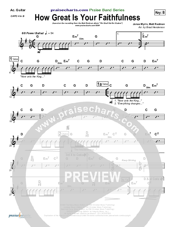 How Great Is Your Faithfulness Rhythm Chart (Matt Redman)