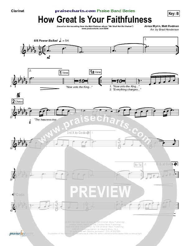 How Great Is Your Faithfulness Clarinet (Matt Redman)