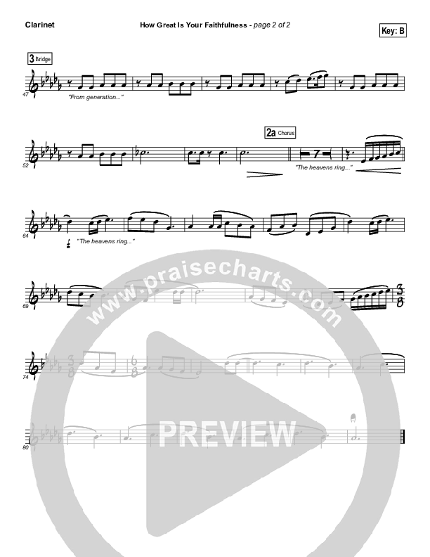 How Great Is Your Faithfulness Clarinet (Matt Redman)