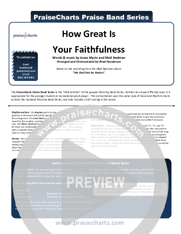 How Great Is Your Faithfulness Cover Sheet (Matt Redman)