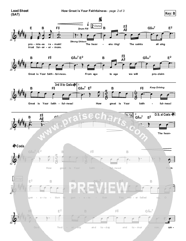 How Great Is Your Faithfulness Lead Sheet (Matt Redman)