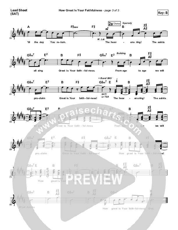 How Great Is Your Faithfulness Lead Sheet (Matt Redman)