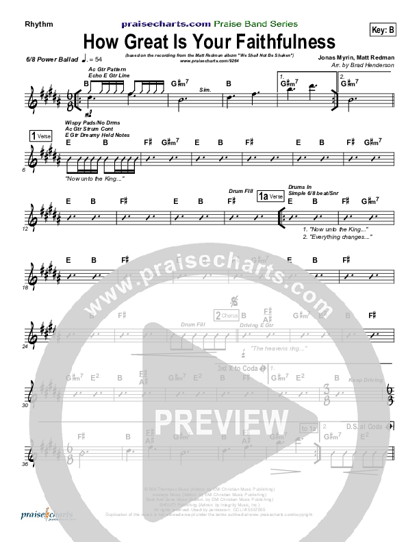 How Great Is Your Faithfulness Rhythm Chart (Matt Redman)