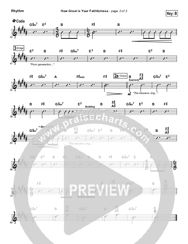 How Great Is Your Faithfulness Rhythm Chart (Matt Redman)