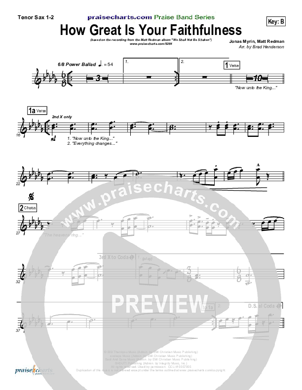 How Great Is Your Faithfulness Tenor Sax 1/2 (Matt Redman)