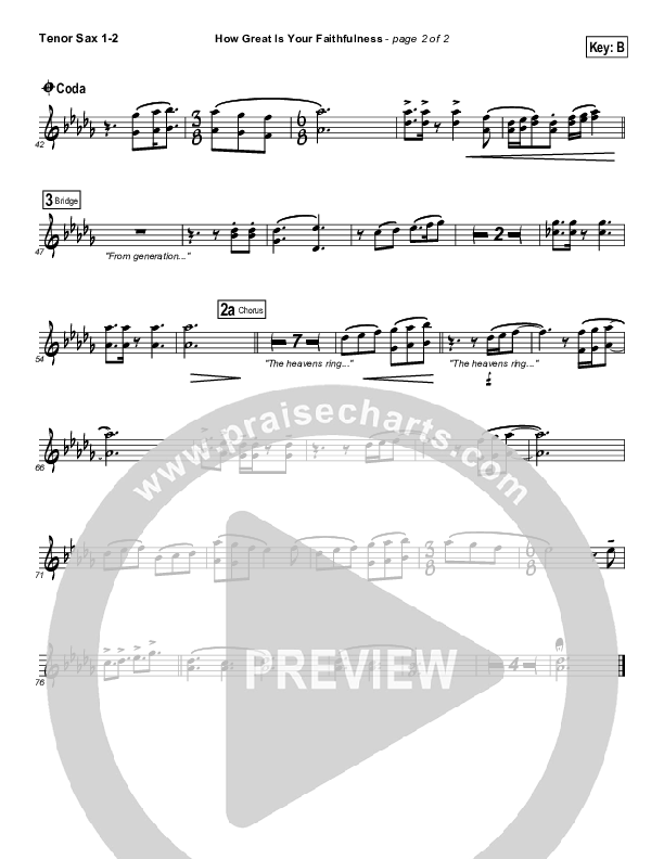 How Great Is Your Faithfulness Tenor Sax 1/2 (Matt Redman)