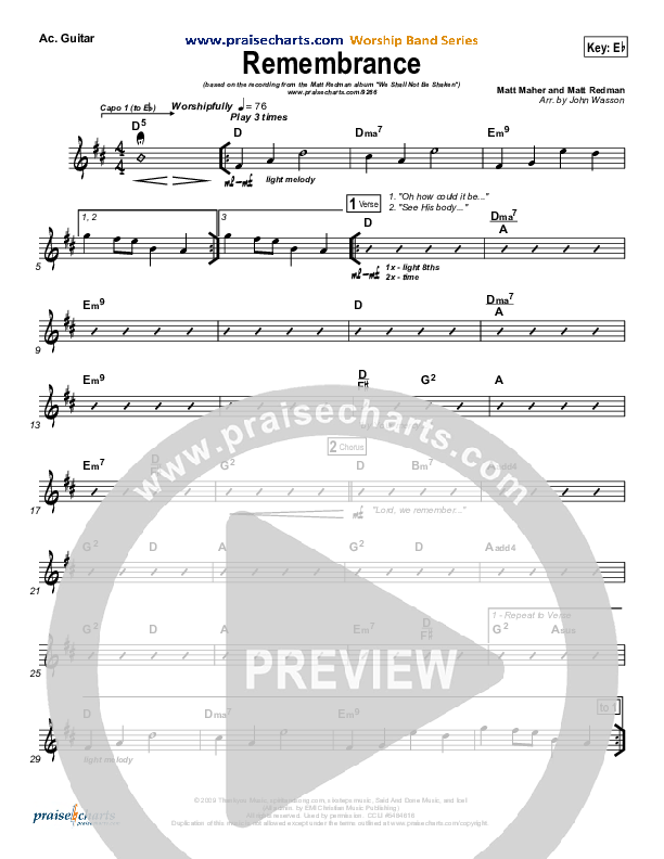 Remembrance Acoustic Guitar (Matt Redman)