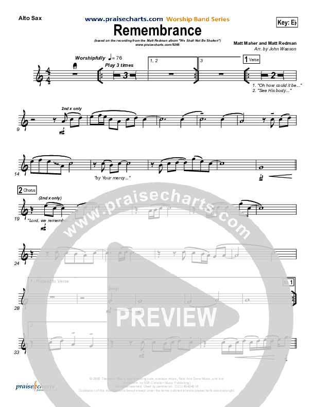 Remembrance Alto Sax (Matt Redman)