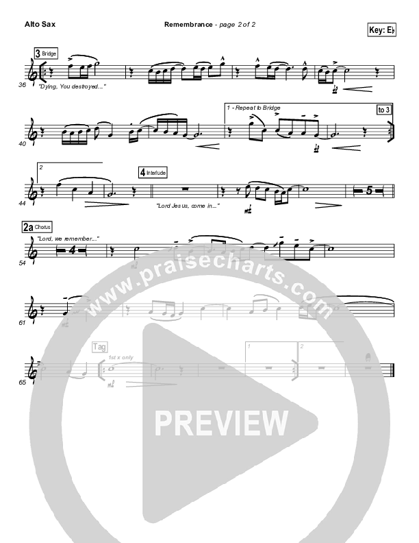 Remembrance Alto Sax (Matt Redman)