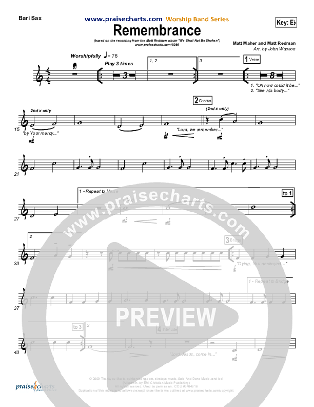 Remembrance Bari Sax (Matt Redman)