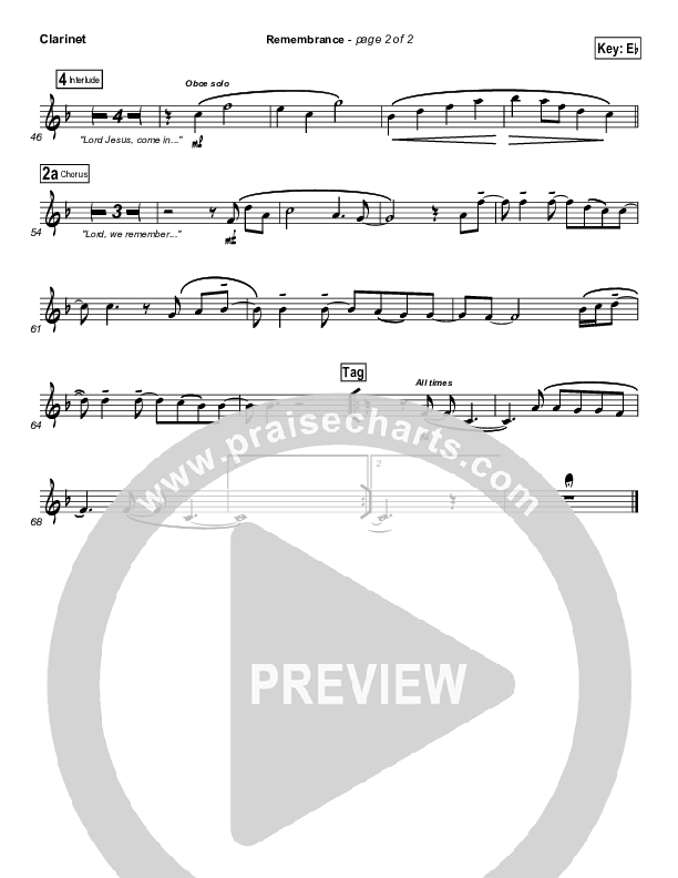 Remembrance Clarinet (Matt Redman)