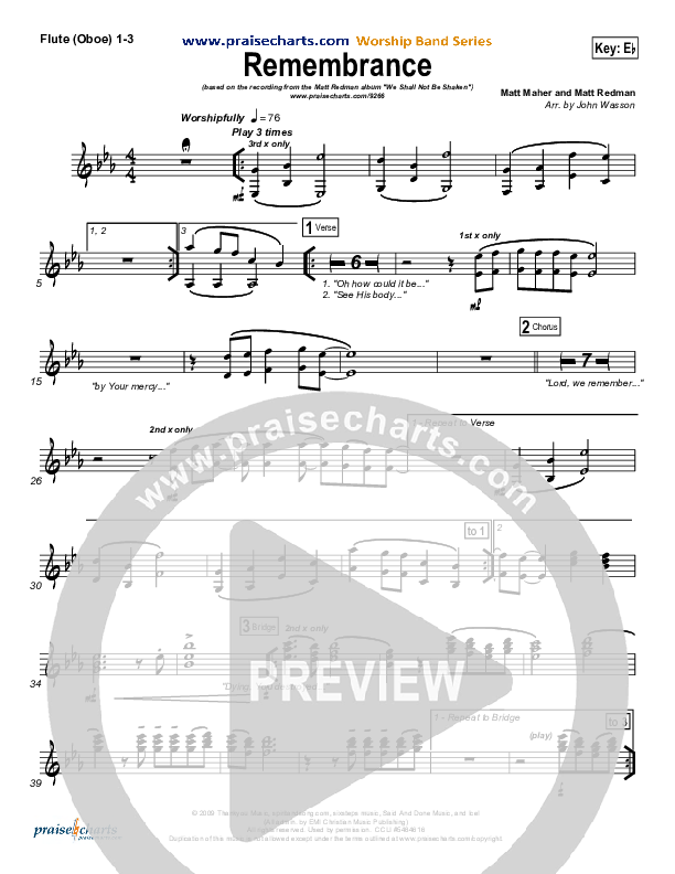 Remembrance Flute/Oboe 1/2/3 (Matt Redman)