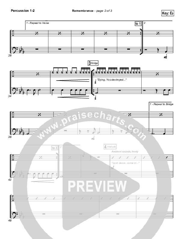 Remembrance Percussion 1/2 (Matt Redman)