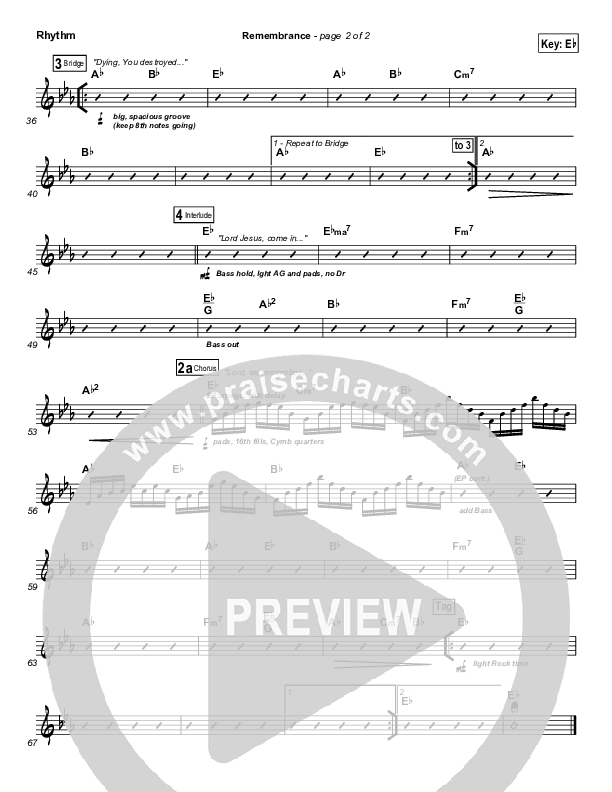 Remembrance Rhythm Chart (Matt Redman)