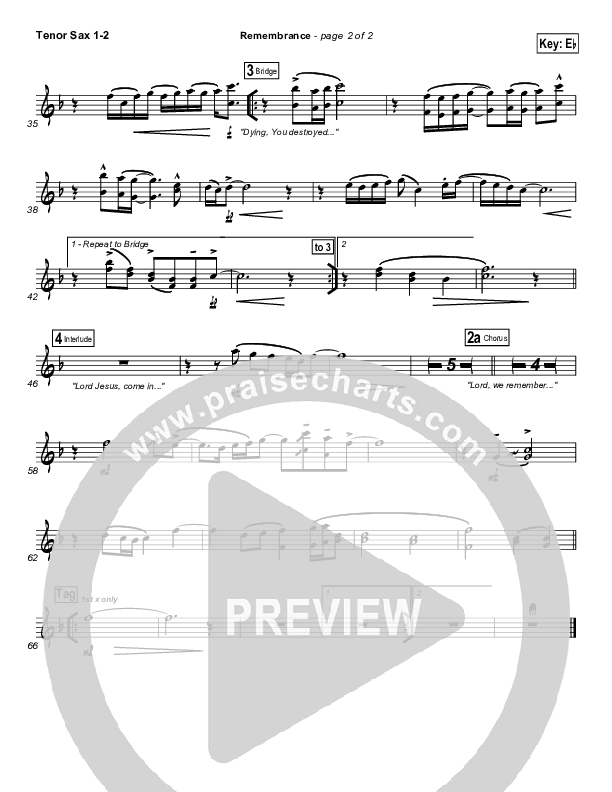 Remembrance Tenor Sax 1/2 (Matt Redman)