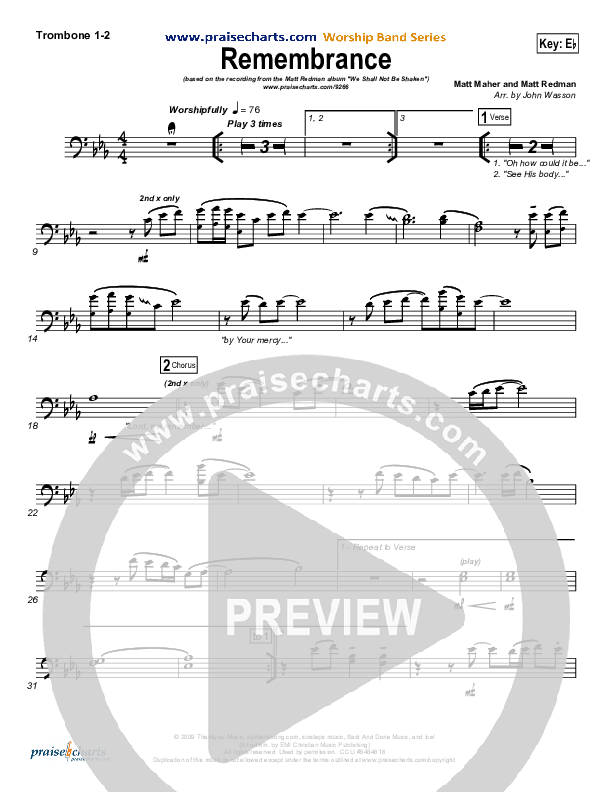 Remembrance Trombone 1/2 (Matt Redman)