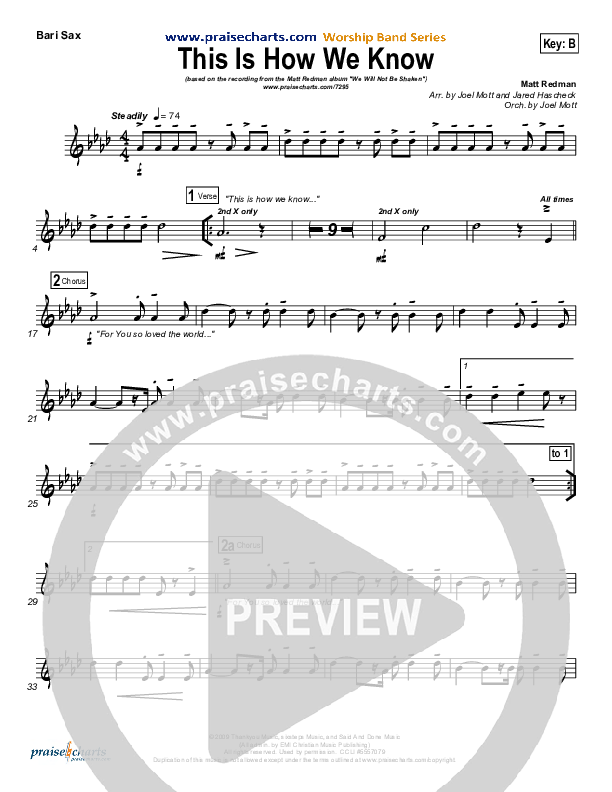 This Is How We Know Bari Sax (Matt Redman)